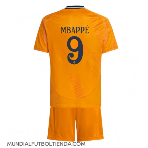 Camiseta Real Madrid Kylian Mbappe #9 Segunda Equipación Replica 2024-25 para niños mangas cortas (+ Pantalones cortos)